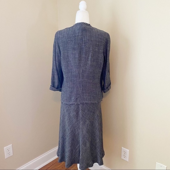 Eileen Fisher 2-Piece Linen Blend Dress and Fray Trim Jacket - Small Petite - Picture 4 of 16